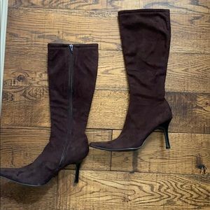 Dark brown suede boots